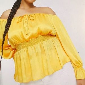 River island plus off shoulder satin blouse